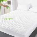 GRT King Mattress Protector Waterproof, Rayon from Bamboo, Cooling Quilted Fitted Mattress Pad, Noiseless Waterproof Mattress Cover, fits up to 21" Deep, Dust Proof White