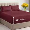 Extra Deep Pocket Queen Sheets - 4 Piece Breathable & Cooling Bed Sheets - Hotel Luxury Bed Sheet Set - Soft, Wrinkle Free & Comfy - Easily Fits Extra Deep Mattresses - Deep Pocket Burgundy Sheets Set