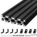 4Pack 2020 Aluminum Extrusion V-Slot 500mm Black Extruded Aluminum Profile 20x20 V-Slotted Framing European Standard Anodized Linear Rail for 3D Printer Accessories Parts