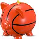 Funnymoom Ceramic Piggy Bank Mini Cute Money Saving Bank Porcelain Decor Coin Box Little Decoration Pig Money Container Special Birthday Christmas New Year Gift (Basketball)