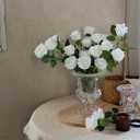 FOTEEWL 60 Pcs Artificial Rose Flower Realistic Faux Silk Roses Stem Fake Roses Bouquet for Flower Arrangement,Wedding Centerpieces,Party,Home Decorations (White)