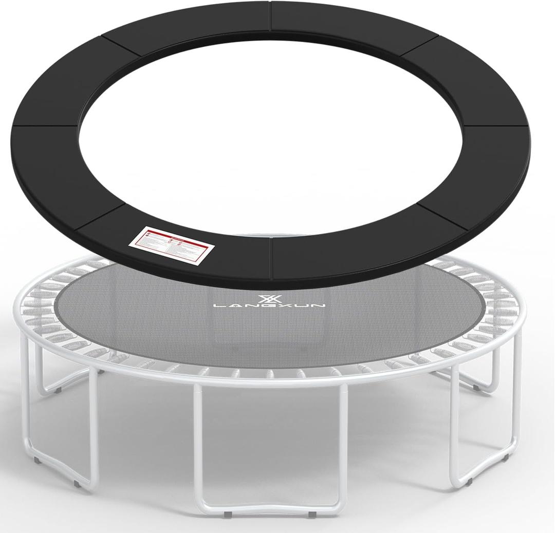 LANGXUN Universal Trampoline Repalcement Safety Pad, 10ft Waterproof Surround Spring Foam Cover for Round Frame (Black)
