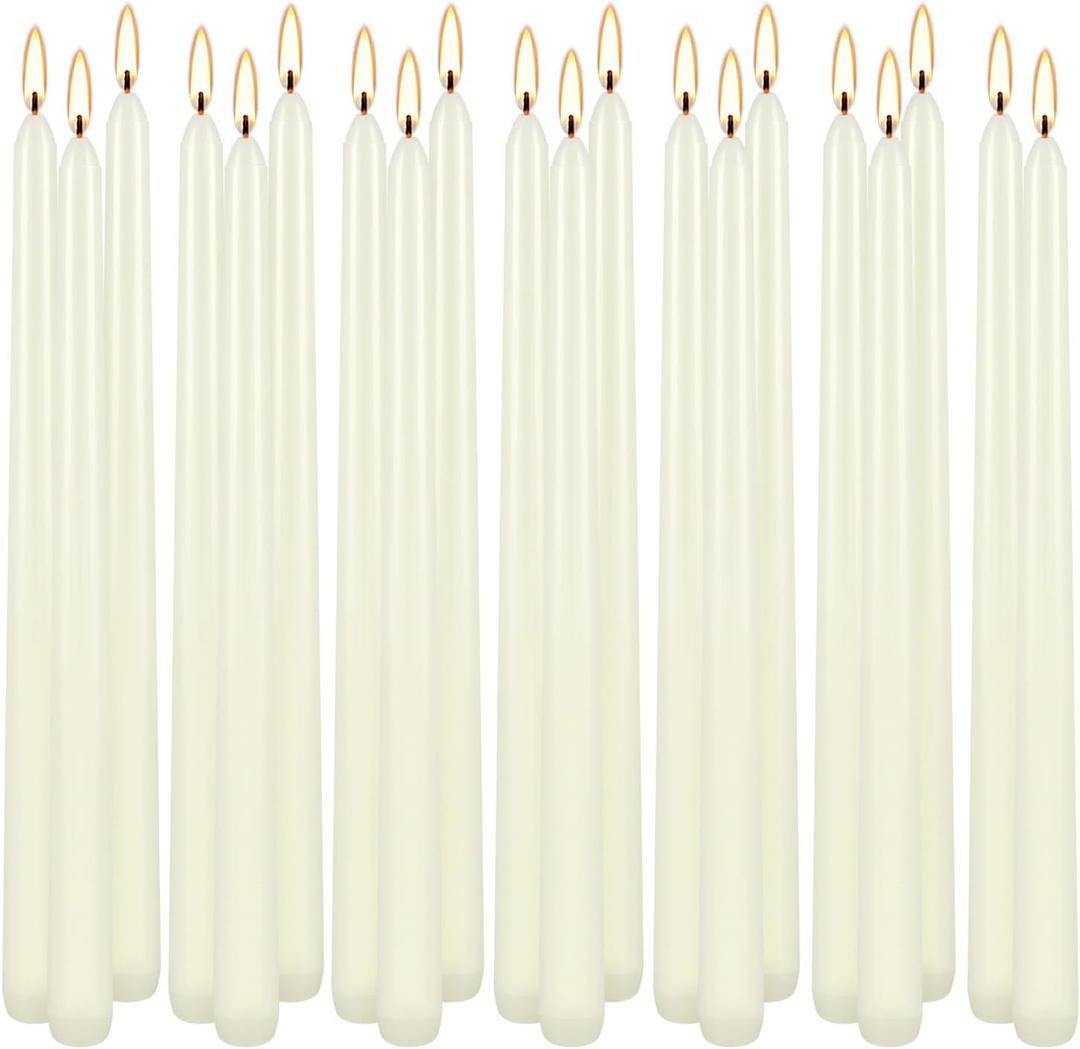 Howemon 20 Pack Ivory Taper Candles 12 Inch Tall 3/4 Inch Thick Burn 10 Hours