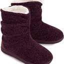 LongBay Women's Chenille Knit Bootie Slippers Cute Warm Plush Fleece Memory Foam House Shoes Size 5-6
