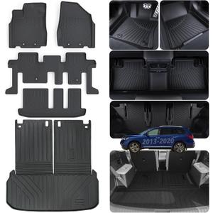 Floor Mats & Large Cargo Liners for 2013-2020 Nissan Pathfinder / 2013 Infiniti JX35 /2014-2020 Infiniti QX60,TPE All Weather Protection with Trunk Mat Covering the Backrest