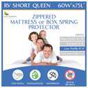 RV Short Queen Mattress Protector (8” to 11” Depth) - Waterproof Zippered Encasement 60" W x 75”L Premium Quality Hypoallergenic Bed Cover Protects Against Bedbugs Dust