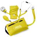 ASA TECHMED Dual Head Sprague Stethoscope and Sphygmomanometer Manual Blood Pressure Cuff Set with Case, Gift for Medical Students, Doctors, Nurses, EMT and Paramedics, Yellow