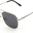 J+S Premium Military Style Classic Aviator Sunglasses, Polarized, 100% UV protection for Men Women (Square Frame - Silver Frame/Gray Square Lens)