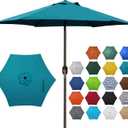 Blissun 7.5 ft Patio Umbrella, Yard Umbrella, Outdoor Market Umbrella with Push Button Tilt Crank (Cerulean)