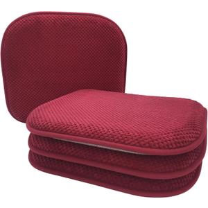Wine Red Foam Seat Cushions Kitchen Chairs Pads for Dining Chairs Non Slip Patio Seat Cushions Set of 4 Washable U Shaped Soft Thick Large Metal Wooden Chair Cushions,17" x 15"