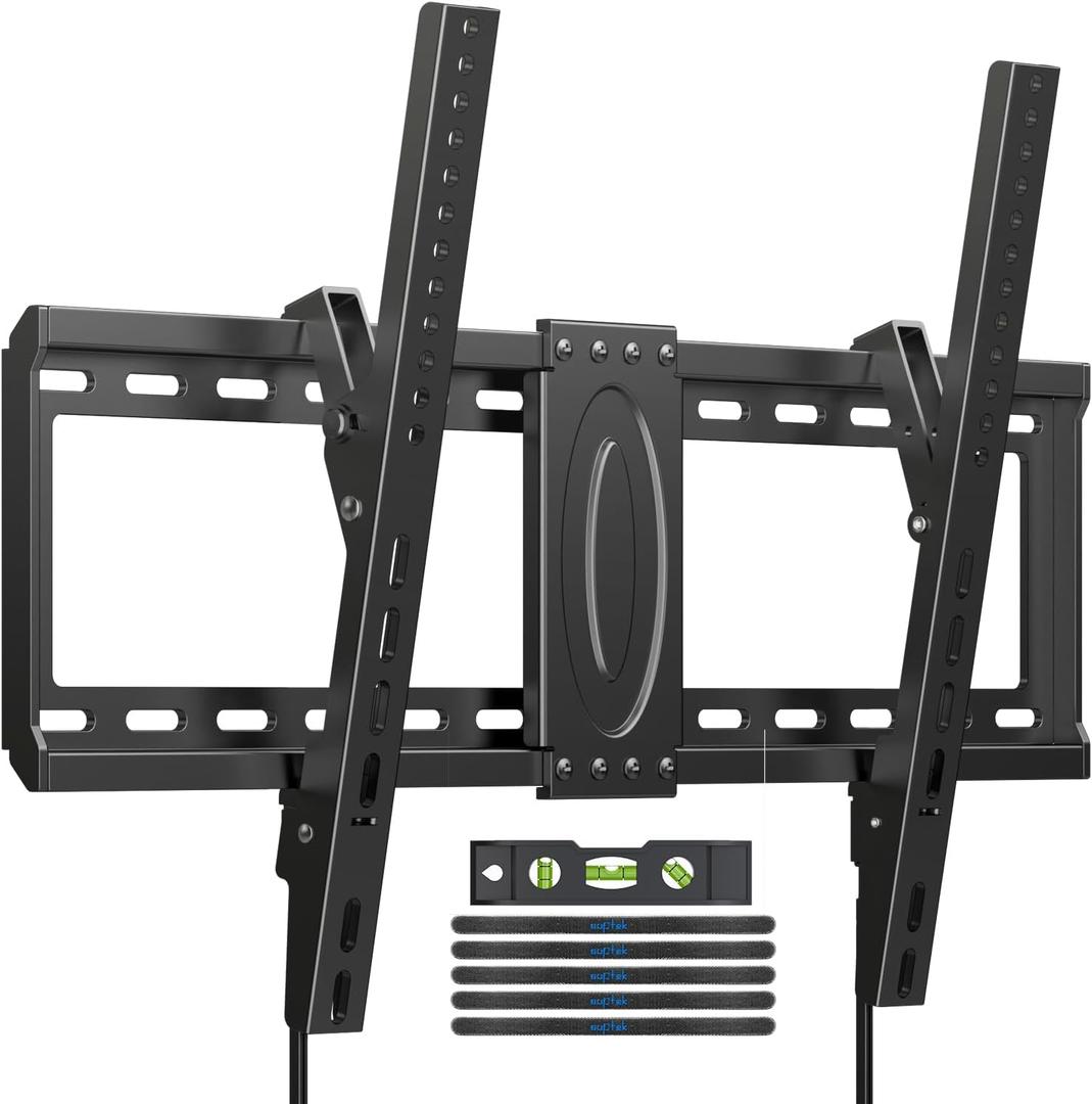 Suptek Tilt TV Wall Mount Bracket for Most 37-82 inch TV, Universal Mount with Max 600x400mm VESA and 132lbs Loading Capacity, Fits Studs 24" Apart, Low Profile with Magnetic Bubble Level (MT5082)