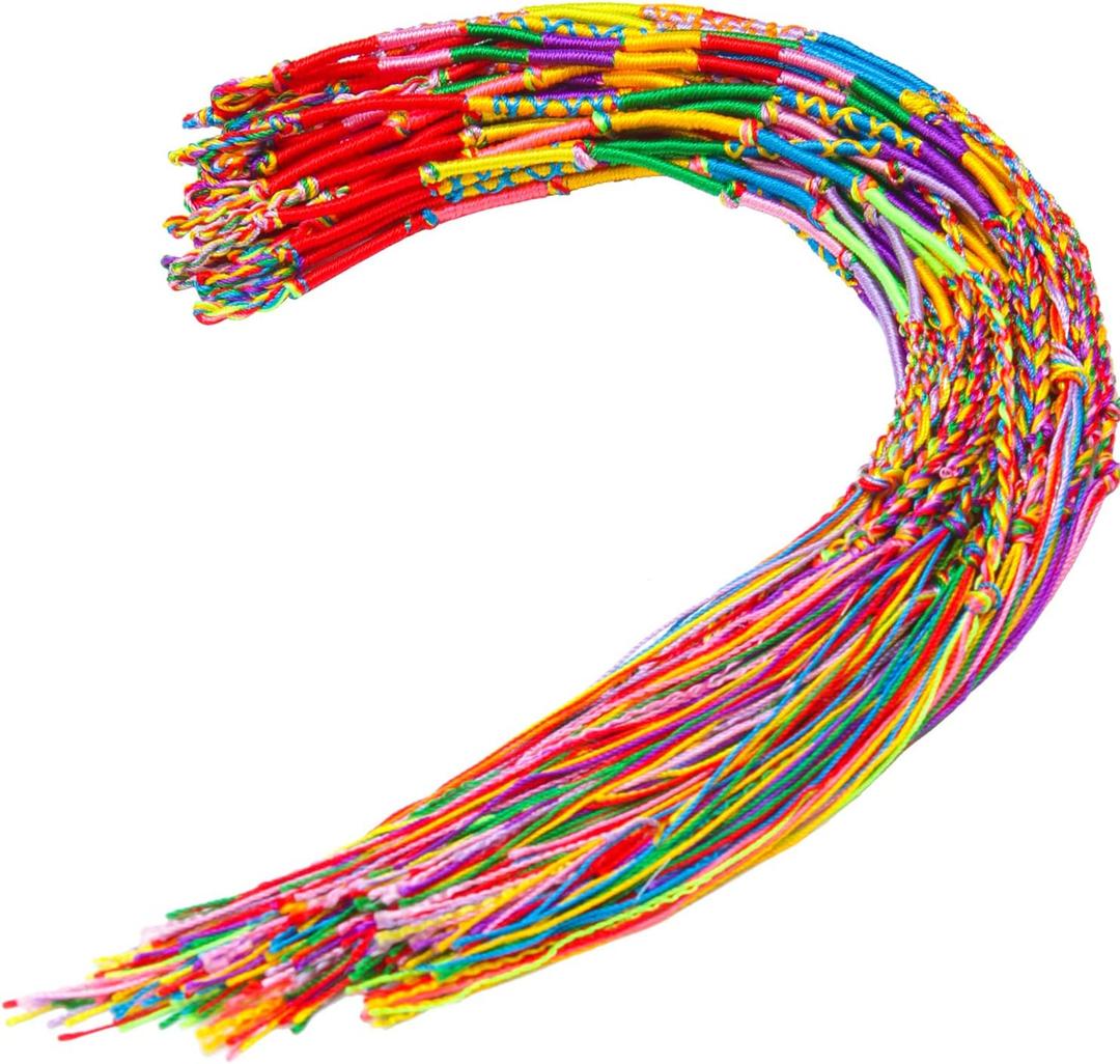 Resinta 40 Pieces Handmade Braided Bracelets Assorted Colors Friendship Cords Thread Bracelets Party Supply Favors for Wrist Anklet