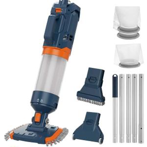 Cordless Pool Vacuum-True Powerful Suction 18.9GPM, 96inch, 1H Runtime, 25µm Fluff Ultra Fine Filter,Handheld Rechargeable Hot Tub Cleaner with Poles for Above Ground&Inground Pool