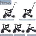newyoo Toddler Bike, Tricycle w Push Handle for 1-3 Year Old, Birthday Gifts and Toys for Boy's and Girl's Birthday, Convertible 5 in 1 Baby Balance Bike, Kids Outdoor Riding Toys, Black, TR007