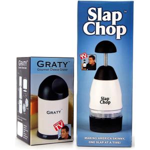 Original Slap Chop Slicer with Stainless Steel Blades & Cheese Graty | Manual Food Chopper & Twist Grater for Cheese, Vegetables, Salad Toppings, & More | Lightweight & Easy to Clean