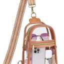 PACKISM Clear Bag for Stadium Events - Clear Crossbody Bag for Women Stadium Bag Sling Bag for Concert Sport Detachable Strap (05_Striped Brown)