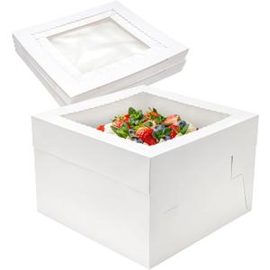 10 Pack Cake Boxes 12x12x8 Inch White Cake Boxes with Window Cajas Para Pasteles for Weddings Birthdays Parties