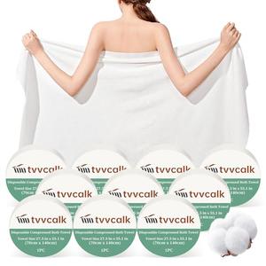 Tvvcalk 9 Pcs Large Compressed Towels, 55" x 27.5" Ultra Soft 100% Cotton Disposable Bath Towels, Portable Disposable Towel Reusable Travel Towel for Hotel Camping Hiking Sports Gym Beach Swimming