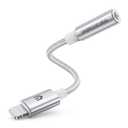 UNBREAKcable Headphones Adapter for iPhone, MFi Certified Lightning to 3.5mm Jack Converter with Newest Apple Original Chip Compatible for iPhone 14/13/12/11/Pro/SE/Xs MAX/XR/X/8/iPad/iPod - Silvery