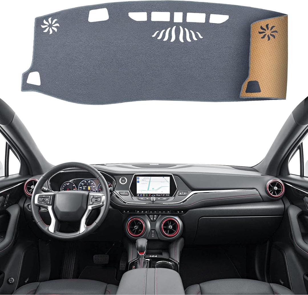 Dashboard Cover Dash Mat Fit for Chevy Blazer 2024-2019 Car Dash Board Mat Anti-Glare Carpet,Non-Slip Pad Sunshield Protector (Grey)