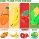 Cutting Play Food Toys For Kids, Pretend Play Kitchen Accessories, Fake Fruits/Vegetables Set With Shopping Storage Basket, Plastic Board And Knife, Birthday Gifts/Educational Toy For Toddler Children