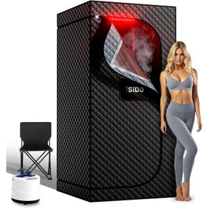 Upgraded Infrared Steam Sauna with 660nm Red Light Therapy & 850nm Infrared Light Panel, 3L 1300W Steamer, Folding Chair, XXL Portable Sauna Personal Sauna Box Sauna Tent Home Sauna