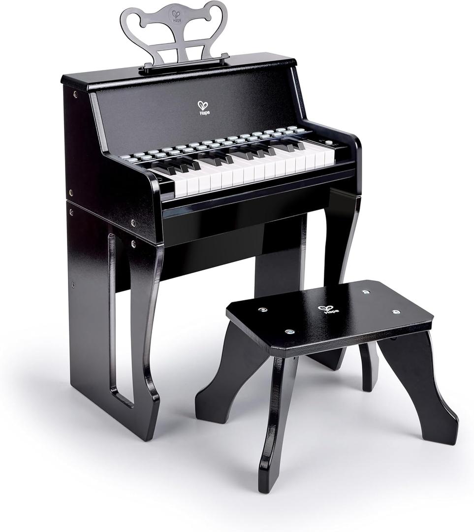 Hape Learn with Lights Black Piano with Stool