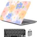 LanBaiLan Laptop Plastic Hard Shell Protective Case, Compatible for New MacBook Air 13 inch 2020 2019 2018 Release A2337 M1 A2179 A1932 Retina Display with Touch ID & Keyboard Cover, Paint Flower