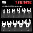 SHALL 3/8" Crows Foot Wrench Set, 11-Piece Metric Crowfoot Wrench Set with Clip-on Organizer, 10-22mm, Tools for Mechanics, Access Fasteners in Tight Spaces