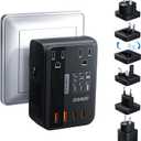 DOACE 350W Voltage Converter US to Europe - 220V to 110V Converter for European Travel, Power Converter Adapter Combo with PD Chargers for Hair Straightener Shaver Toothbrush CPAP Laptop Camera Phone (Black)