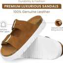 Genuine Leather Platform Sandals Wedge Chunky Platform Sandal-Women Sandals with EVA Memory Foam Sole and Cork Footbed
