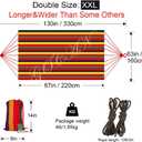 GOCAN Brazilian Double Hammock 2 Person Extra Large 220x160cm Total Length 330cm Load 500lb Canvas Cotton Hammock for Patio Porch Garden Backyard Lounging Outdoor and Indoor(Rainbow) XXL