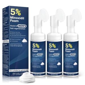 5% Minoxidil Foam for Men Hair Growth Foam Suitable for Hair Thinning Receding Hairline and Hair Loss to Hair Regrowth Get Thicker Fuller Hair 3 Bottles 2.11 Ounces Each