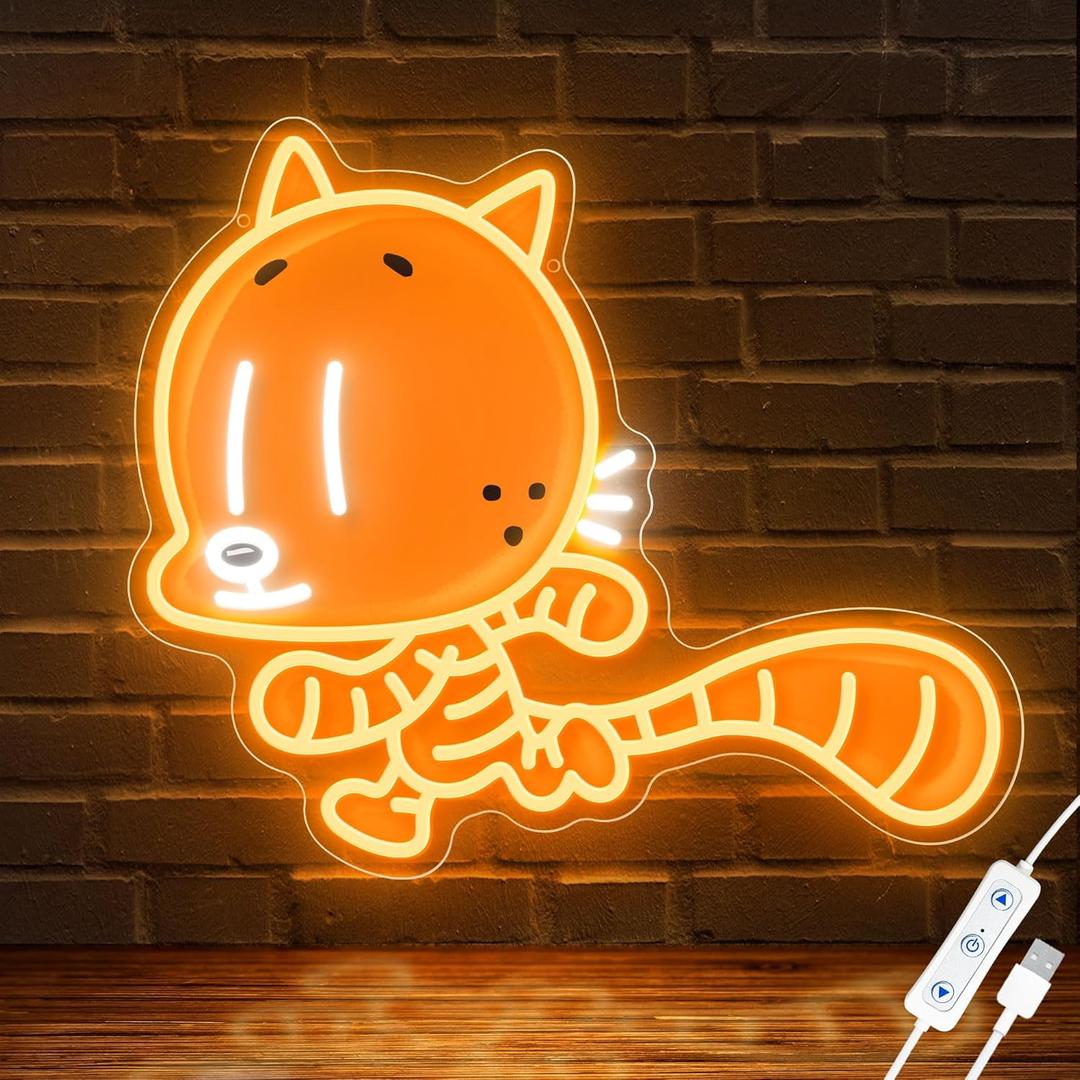 Officially Licensed Cat Kid UV Painted LED Neon Light  Inspired Wall Art, Vibrant Kids Room Decor, Superhero-Themed Night Light, Gift for Dog Man Book Fans (15 * 12.8")