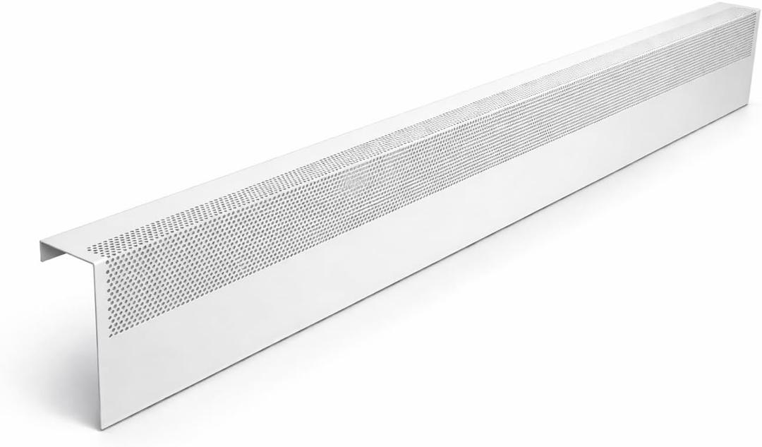 Baseboarders Basic Series 6 ft (72 in) Galvanized Steel Easy Slip-On Baseboard Heater Cover, Rust Resistant, White, for Hydronic Hot-Water Systems