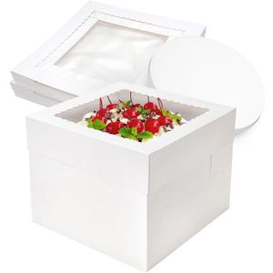 NPLUX Cake Boxes 10108 inch White Tall Cake Boxes with Window Cajas Para Pasteles for Cakes, Pies, Pastries, Birthday, Party (10 Pack)