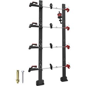 Koutemie 4 Place Weed Eater Rack for Open Trailer, Weedeater Rack with Lockable Hasp Mount on Landscape Trailer Truck, Enclosed Trimmer Racks Carrier with Trim Line Holder for Yard Lawn Tool Equipment
