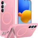 Temdan Magnetic for Samsung Galaxy S25 Case, [Innovate Stand][Military Grade Drop Protection][Non Slip][Translucent Matte] Shockproof Phone Case for Galaxy S25 6.2" 2025 -Pink