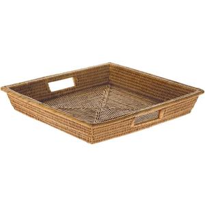 KOUBOO La Jolla Rattan Square Serving Baskets & Trays -Table Tray, Organize Your Home, Storage Tray for Kitchen, Dining & Coffee Tables, Honey Brown