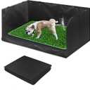 High Walls Dog Pee Pad Holder with Artificial Grass Foldable Indoor Dog Potty Tray , Dogs Litter Box with Waterproof Liner for Puppies Small and Medium Dogs, 
Size	23.6 X 35.4 X 15.7 Inches