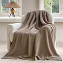 FALUCA Cotton Muslin Reversible Blanket King Size for Bed, Couch, Four Layers Blanket, Soft Lightweight Cozy Breathable Farmhouse Decoration for All-Season, Brown