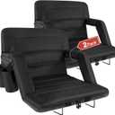 Stadium Seats with Back Support 2 Pack Wide, Exclusive Bleacher Chairs with Back and Cushion Folding Stadium Chairs, 6 Reclining Positions Waterproof Bleacher Seats (Wide|22.5" Black)