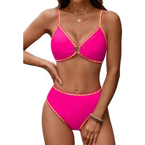 Blooming Jelly Womens Bikini Sets Color Block Two Piece Swimsuit O Ring Stitched Bathing Suit 2026 (X-Large)