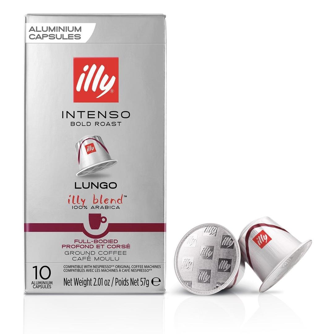 2 x Illy Espresso Compatible Capsules - Single-Serve Coffee Capsules & Pods - Intenso Lungo Dark Roast - Notes Of Cocoa & Dried Fruit Coffee Pods - For Nespresso Coffee Machines  10 Count (EXP 06/04/26)