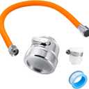 Faucet extension pipe, which can be bent 360 prevent water splashing, equipped with universal connector and multi-mode spray, suitable for laundry room/bathroom/outdoor garden(orange, 19.6 in)