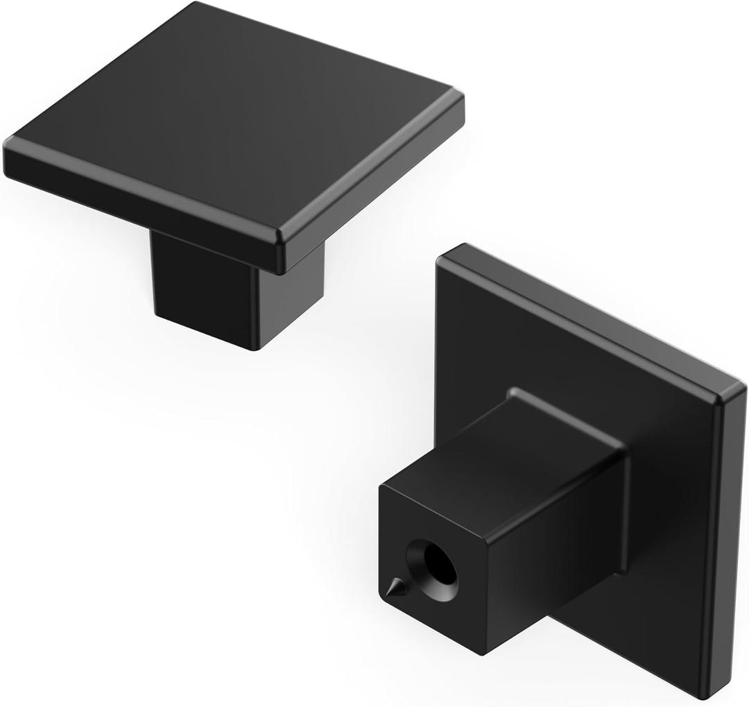 Hickory Hardware 7 Pack of Square Kitchen Cabinet Knobs, Quality Drawer and Dresser Knob, Handle Pulls for Cabinet Doors, Bathroom Drawers, 1-3/16 Inch, Matte Black