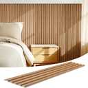 WPC Slat Wall Panels 16 Pack 48" x 6", Waterproof Fluted Wall Paneling, Accent 3D Wall Panel for Wall Decor, Bathroom, Bedroom, Office - Low Grille Elm (Cover Approx.32 sq.ft)