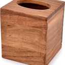 NIRMAN Acacia Wood Square Tissue Box with Slide-Out Bottom for Bathroom, Bedroom, Dinner Table, Office (5.5" x 5.5" x 6")