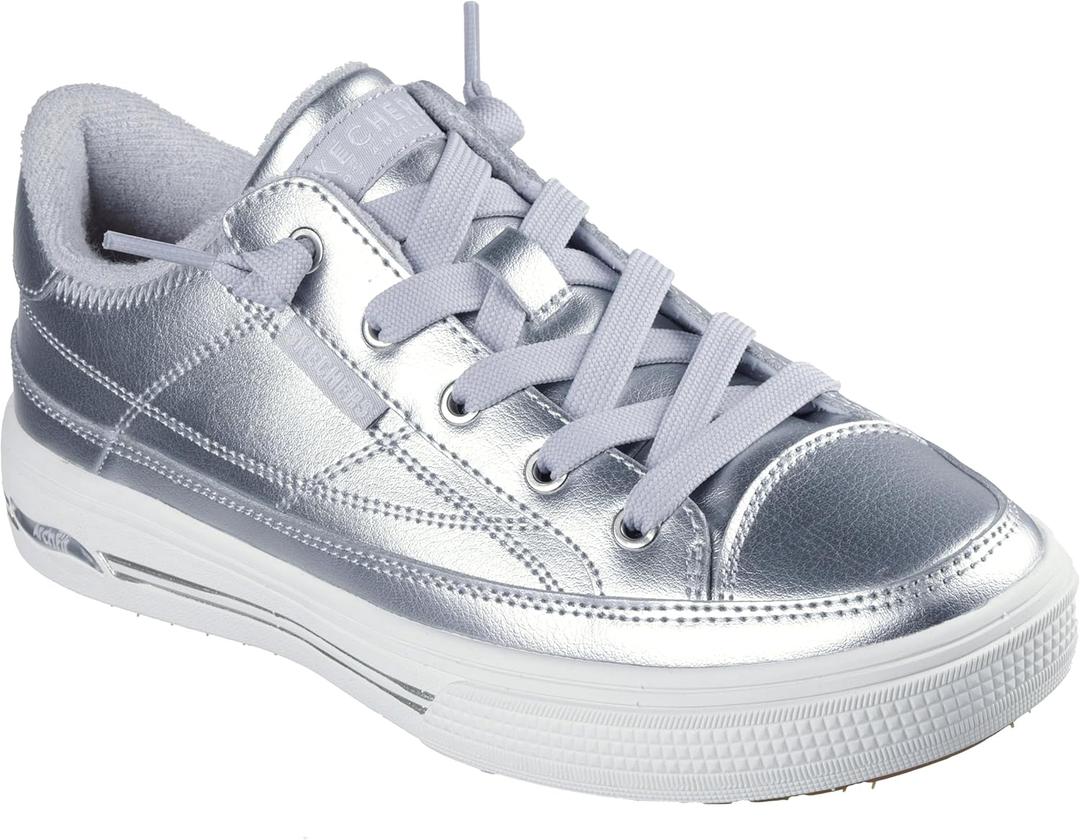 Skechers Womens Arch Fit Arcade-Glistening Gal (7.5, Silver)