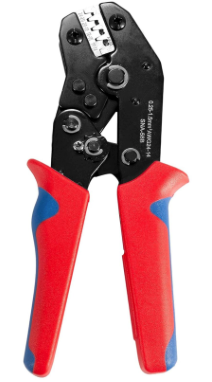 Wire Crimping Tool with Ratchet, Amliber Ratchet Wire Crimper Tool for Open Barrel Terminal Connectors, Electrical Crimping Tool for Deutsch DELPHI AMP Dupont TYCO Terminals, 24-14 AWG